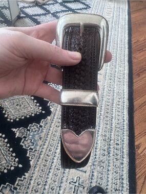 M.L. Leddy Men's western belt and silver and gold buckle